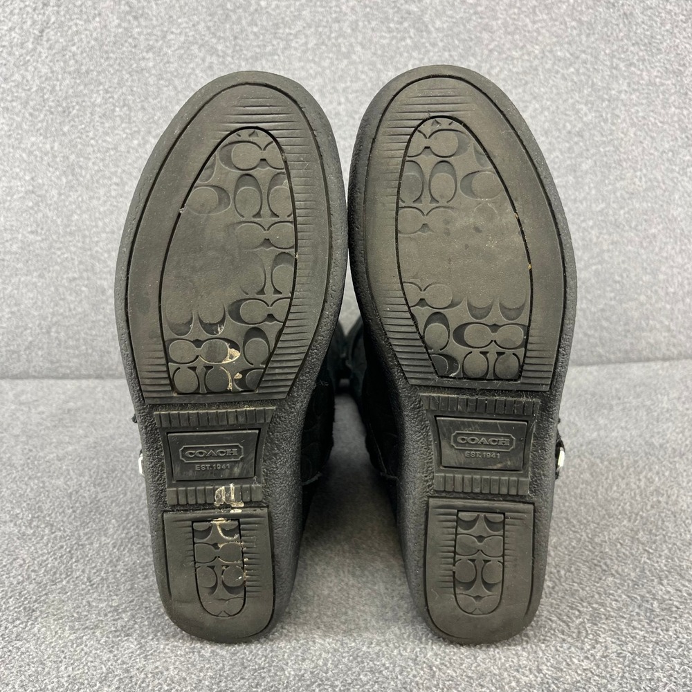 Coach Black Suede‎ Monogram Tall Boots Buckle Detail Women's US 8 B EU 38.5 - Picture 13 of 13